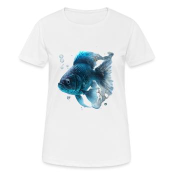 Realistischer Fisch aus Wasser - Frauen T-Shirt atmungsaktiv - Weiß - Vorne - AI Model Female 172 dark (172cm)