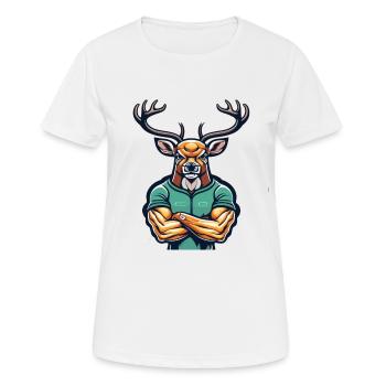 Bodybuilder Reh - Frauen T-Shirt atmungsaktiv - Weiß - Vorne - AI Model Female 172 dark (172cm)
