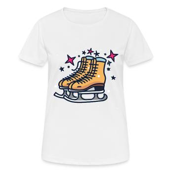 Schlittschuhe - Frauen T-Shirt atmungsaktiv - Weiß - Vorne - AI Model Female 172 dark (172cm)