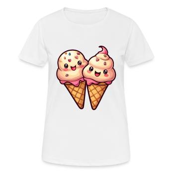 Lächelnde Eiskreation - Frauen T-Shirt atmungsaktiv - Weiß - Vorne - AI Model Female 172 dark (172cm)