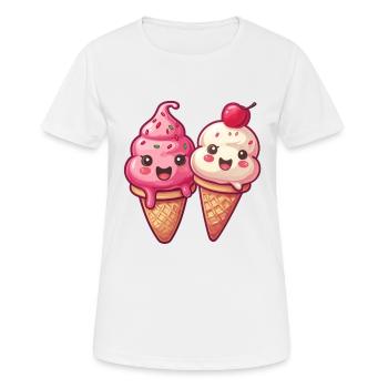 Lächelnde Eiskreation - Frauen T-Shirt atmungsaktiv - Weiß - Vorne - AI Model Female 172 dark (172cm)