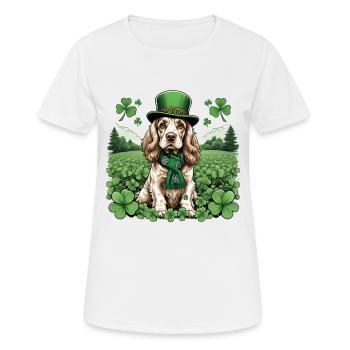 Irish Setter St. Patrick's Day Green Hat Pup - Frauen T-Shirt atmungsaktiv - Weiß - Vorne - AI Model Female 172 dark (172cm)