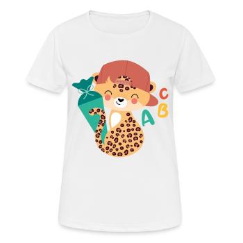 Léopard avec cône d’écolier - T-shirt respirant Femme - blanc - Devant - AI Model Female 172 dark (172cm)