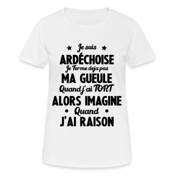 Je suis Ardéchoise - Je ferme pas ma gueule - T-shirt respirant Femme - blanc - Devant - AI Model Female 172 dark (172cm)