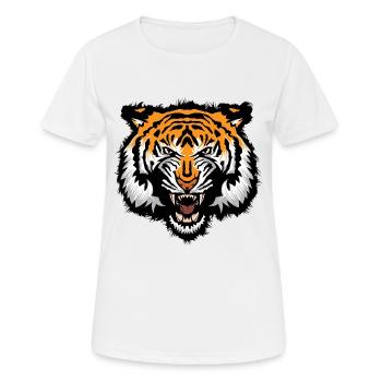tigre poils tete animal sauvage 1904 m - T-shirt respirant Femme - blanc - Devant - AI Model Female 172 dark (172cm)