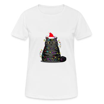 Tollpatschige Katze Weihnachten - Frauen T-Shirt atmungsaktiv - Weiß - Vorne - AI Model Female 172 dark (172cm)