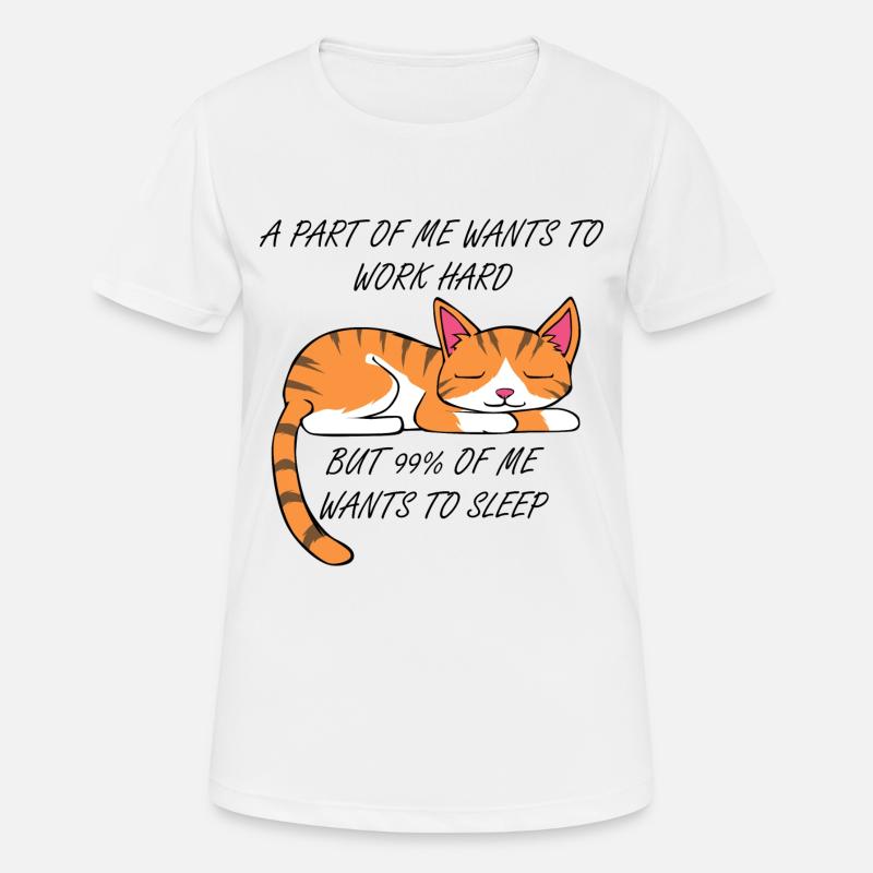 Arbeit oder Schlafen niedliche Katze Ausrede - Frauen T-Shirt atmungsaktiv - Weiß