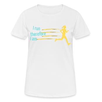 I run therefore I am - Women's Breathable T-Shirt - white - Front - AI Model Female 172 dark (172cm)