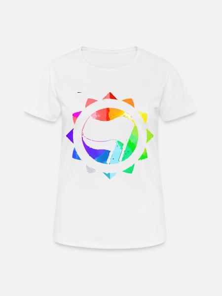REGENBOGEN BUNT ANTIFASCHISTISCH - Frauen T-Shirt atmungsaktiv - Weiß