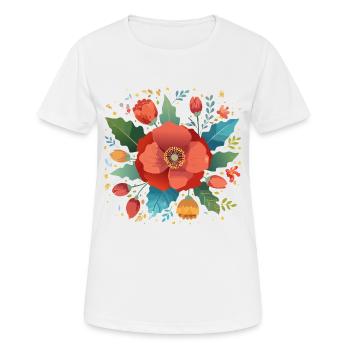coquelicot,coquelicot,fleur,bouquet,fleur - T-shirt respirant Femme - blanc - Devant - AI Model Female 172 dark (172cm)