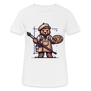 Cute Bear Artist - Women's Breathable T-Shirt - white - Front - AI Model Female 172 dark (172cm)