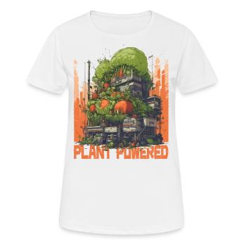 Plant Powered - Centrale Végétale Style Manga, Vegan - T-shirt respirant Femme - blanc - Devant - AI Model Female 172 dark (172cm)