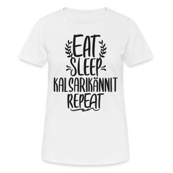 Eat Sleep Kalsarikännit Repeat Finland Underpants - T-shirt respirant Femme - blanc - Devant - AI Model Female 172 dark (172cm)