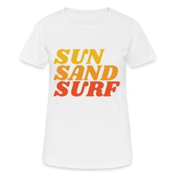 SUN SURF SAND - Frauen T-Shirt atmungsaktiv - Weiß - Vorne - AI Model Female 172 dark (172cm)
