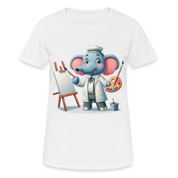 Cute Elephant Artist - Women's Breathable T-Shirt - white - Front - AI Model Female 172 dark (172cm)