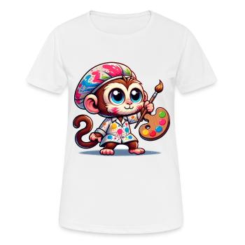Cute Monkey Artist - Women's Breathable T-Shirt - white - Front - AI Model Female 172 dark (172cm)