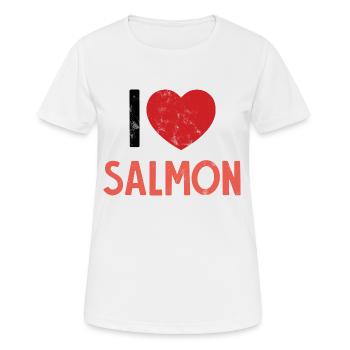 Angler - Angelsport - Lachs - Geschenk - Frauen T-Shirt atmungsaktiv - Weiß - Vorne - AI Model Female 172 dark (172cm)