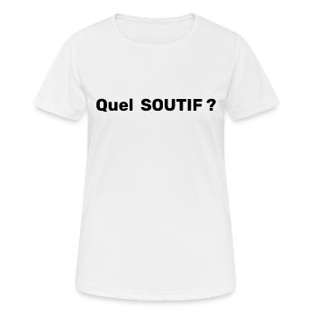 Quel soutif ? (noir) - T-shirt respirant Femme - blanc - Devant - AI Model Female 172 dark (172cm)