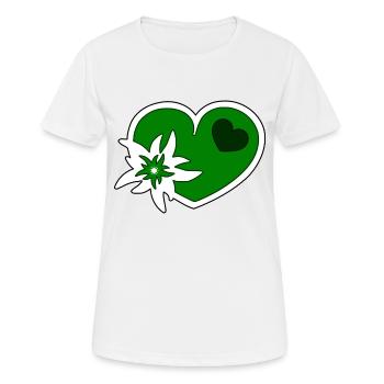 Grünes Herz mit Edelweiß Blüte - Frauen T-Shirt atmungsaktiv - Weiß - Vorne - AI Model Female 172 dark (172cm)