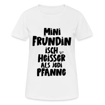 Fründin isch heisser als jede Pfanne Schweiz - Frauen T-Shirt atmungsaktiv - Weiß - Vorne - AI Model Female 172 dark (172cm)