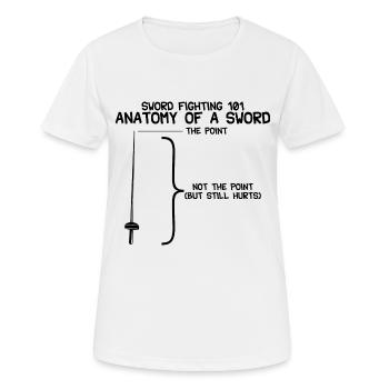 Combat à l’épée 101 Anatomie d’une épée - T-shirt respirant Femme - blanc - Devant - AI Model Female 172 dark (172cm)