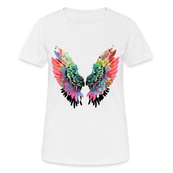 engelsflügel,angelwings,flügel.bunt,graffiti - Frauen T-Shirt atmungsaktiv - Weiß - Vorne - AI Model Female 172 dark (172cm)
