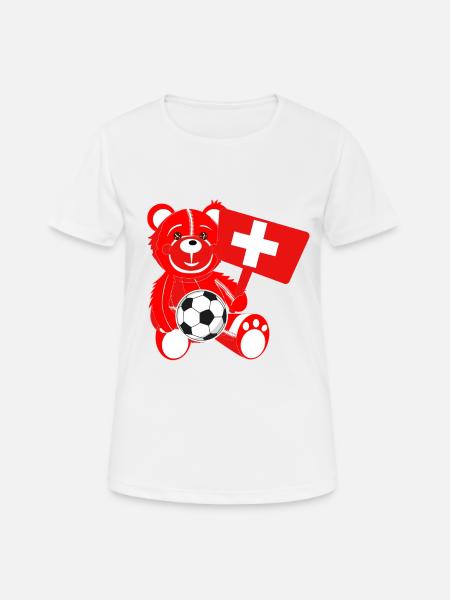 Teddy Fussball Schweiz - Frauen T-Shirt atmungsaktiv - Weiß