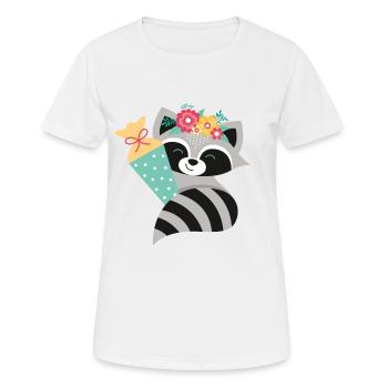 Raccoon Schoolchild - Women's Breathable T-Shirt - white - Front - AI Model Female 172 dark (172cm)
