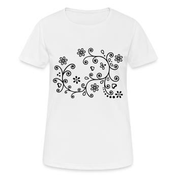 Blumenranke Blumen Blüte Blume Formen - Frauen T-Shirt atmungsaktiv - Weiß - Vorne - AI Model Female 172 dark (172cm)