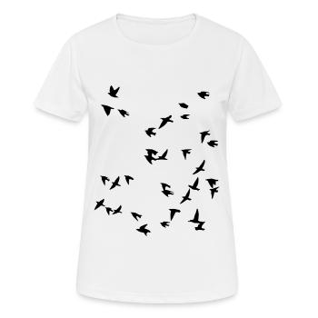 Mouches du troupeau d’oiseaux - T-shirt respirant Femme - blanc - Devant - AI Model Female 172 dark (172cm)