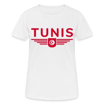 Tunis Design – Für Hauptstadtliebhaber - Frauen T-Shirt atmungsaktiv - Weiß - Vorne - AI Model Female 172 dark (172cm)