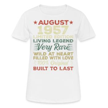 August 1957 - Geschenkidee Für August 1957 - 1957 - Frauen T-Shirt atmungsaktiv - Weiß - Vorne - AI Model Female 172 dark (172cm)
