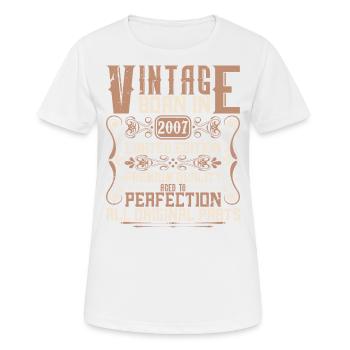 2007 Anniversaire Millésime 2007 Né Millésime 2007 - T-shirt respirant Femme - blanc - Devant - AI Model Female 172 dark (172cm)