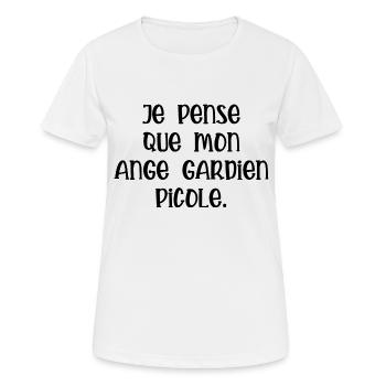 je pense que mon ange gardien picole - T-shirt respirant Femme - blanc - Devant - AI Model Female 172 dark (172cm)