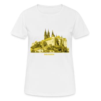 Meissen Castle Saxony porcelain Böttger Elbe wine - Women's Breathable T-Shirt - white - Front - AI Model Female 172 dark (172cm)