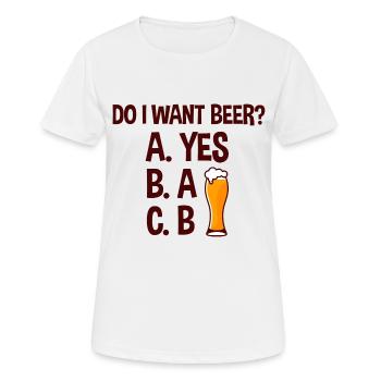 Est-ce que je veux de la bière, A Oui 3 - T-shirt respirant Femme - blanc - Devant - AI Model Female 172 dark (172cm)