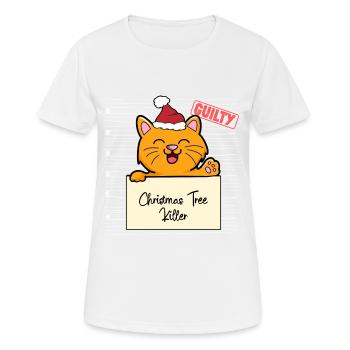 Weihnachtsbaum Umschubser Katze - Frauen T-Shirt atmungsaktiv - Weiß - Vorne - AI Model Female 172 dark (172cm)