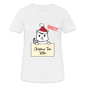 Weihnachtsbaum Umschubser Einhorn Katze - Frauen T-Shirt atmungsaktiv - Weiß - Vorne - AI Model Female 172 dark (172cm)