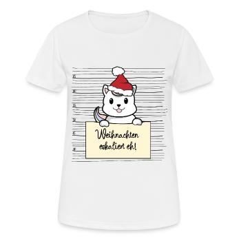Es eskaliert eh lustige Weihnachten Einhorn Katze - Frauen T-Shirt atmungsaktiv - Weiß - Vorne - AI Model Female 172 dark (172cm)
