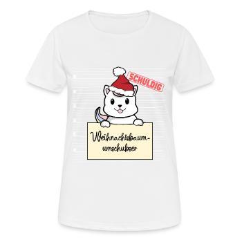 Weihnachtsbaum Umschubser Einhorn Katze - Frauen T-Shirt atmungsaktiv - Weiß - Vorne - AI Model Female 172 dark (172cm)