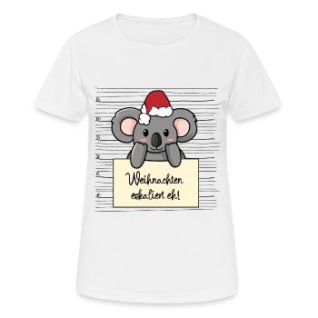Es eskaliert eh lustige Weihnachten Koala - Frauen T-Shirt atmungsaktiv - Weiß - Vorne - AI Model Female 172 dark (172cm)