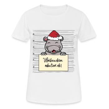 Es eskaliert eh lustige Weihnachten Nilpferd - Frauen T-Shirt atmungsaktiv - Weiß - Vorne - AI Model Female 172 dark (172cm)