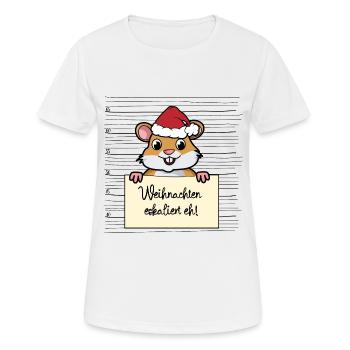 Es eskaliert eh lustige Weihnachten Hamster - Frauen T-Shirt atmungsaktiv - Weiß - Vorne - AI Model Female 172 dark (172cm)