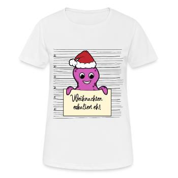 Es eskaliert eh lustige Weihnachten Oktopus - Frauen T-Shirt atmungsaktiv - Weiß - Vorne - AI Model Female 172 dark (172cm)