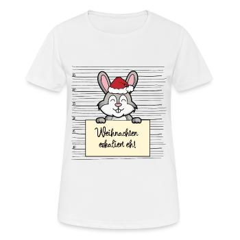 Es eskaliert eh lustige Weihnachten Hase - Frauen T-Shirt atmungsaktiv - Weiß - Vorne - AI Model Female 172 dark (172cm)
