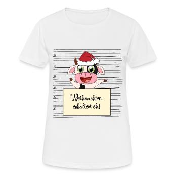 Es eskaliert eh lustige Weihnachten Kuh - Frauen T-Shirt atmungsaktiv - Weiß - Vorne - AI Model Female 172 dark (172cm)