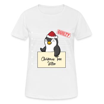 Weihnachtsbaum Umschubser Pinguin - Frauen T-Shirt atmungsaktiv - Weiß - Vorne - AI Model Female 172 dark (172cm)