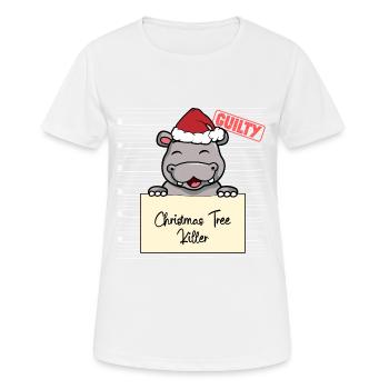 Weihnachtsbaum Umschubser Nilpferd - Frauen T-Shirt atmungsaktiv - Weiß - Vorne - AI Model Female 172 dark (172cm)