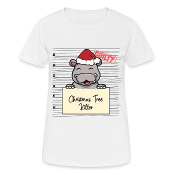 Weihnachtsbaum Umschubser Nilpferd - Frauen T-Shirt atmungsaktiv - Weiß - Vorne - AI Model Female 172 dark (172cm)