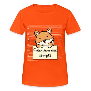Fuchs lustiger Spruch humor Gefängnisbild - Frauen T-Shirt atmungsaktiv - Neonorange - Vorne - AI Model Female 172 dark (172cm)